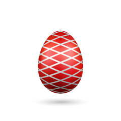 Wall Mural - easter egg 3d icon. red silver egg, isolated white background. bright realistic design, decoration f