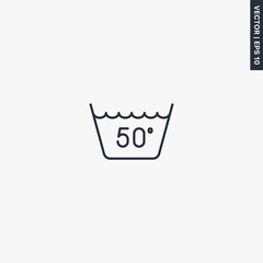 Poster - Wash at or below 50°C, linear style sign for mobile concept and web design