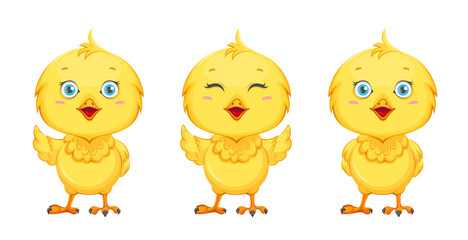 Sticker - Cute little chick, set of three poses