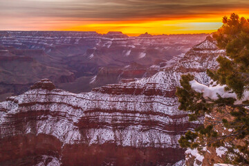 Poster - USA, Arizona, Grand Canyon National Park. Sunrise on Mather Point.