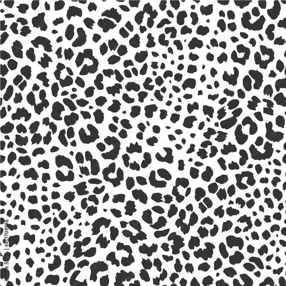 Full Seamless Leopard Pattern Texture Vector. Endless black and white ...