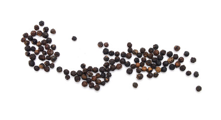 Red and black peppercorns, isolated on white background 