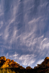 Poster - USA, Arizona, Sedona. Sandstone rock formations and cloud shapes.