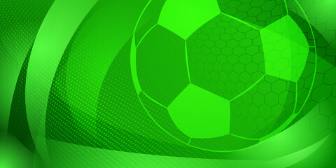 Wall Mural - Football or soccer background with big ball in green colors