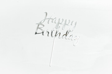 Poster - Inscription happy birthday greeting. Cake decoration