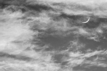 Poster - USA, California, La Jolla, Crescent moon at sunset