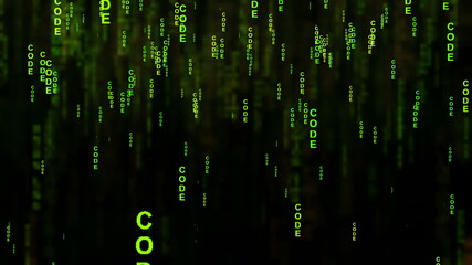 code text on the screen concept