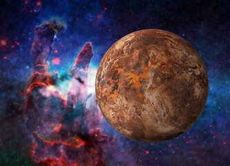 Wall Mural - fiction red planet mars somewhere in space near pillars of creation. selective focus. science fictio