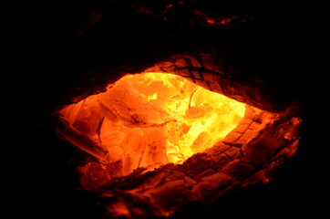 Poster - A graphic resource from a burning mass of anthracite coal and wood.