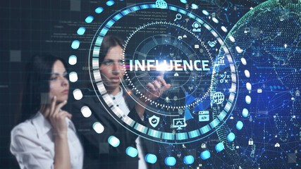 Wall Mural - Influencer marketing concept. Business, Technology, Internet and network concept.