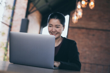 woman work using computer hand typing laptop keyboard contact us.student study learning education online.adult professional people chatting search at office.concept for technology device business