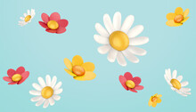 3d Colorful Daisy Flower Collection