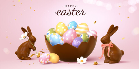 3d chocolate easter banner