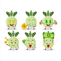 Canvas Print - Kohlrabi cartoon character with cute emoticon bring money