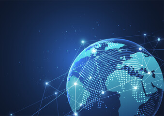 Poster - Global network connection. World map point and line composition concept of global business. Vector Illustration