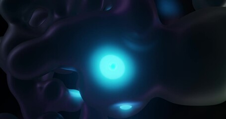 Poster - abstract dark background with glowing blue lights 4k loop