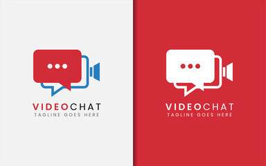 Poster - Video Chat Logo Design. Abstract Chat Bubble Combined with Video Camera Logo Concept. Vector Logo Illustration.