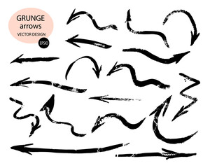 Aufkleber - A set of vector arrows in the Doodle style with brushes.The arrow icon.Vector arrow icon.