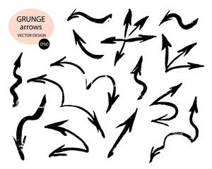 Aufkleber - A set of drawn arrows.Grunge textures.Hand-drawn drawing.Vector illustration.Isolated on a white background.