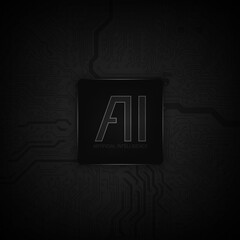 Poster - Ai chipset on circuit board in futuristic concept suitable for future technology