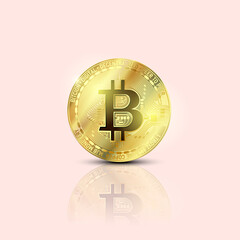 Poster - Bitcoins money Virtual currency concept background. Golden bitcoin coin blockchain technology for crypto currency. Digital money currency.