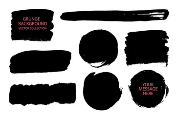 Aufkleber - Collection of vector paint strokes.Grunge abstract hand-painted element.Black-and-white brush strokes.Banner, form, logo, icon, label, sticker.
