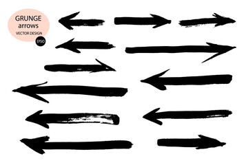 Aufkleber - Collection of vector arrows.The drawn object of the brush.Arrows on a white background.Abstract hand-painted