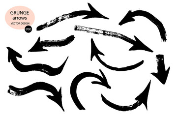 Aufkleber - Collection of vector arrows.Arrows on a white background.The drawn object of the brush.Abstract hand-painted brush and stroke arrows.
