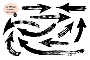 Aufkleber - A set of vector arrows in the Doodle style with brushes.The arrow icon.Vector arrow icon.
