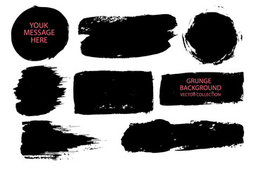 Aufkleber - Collection of vector paint strokes.Grunge abstract hand-painted element.Black-and-white brush strokes.Banner, form, logo, icon, label, sticker.