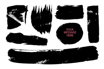 Aufkleber - Brush vector.Stripes of grunge paint.Curved brushstroke with a dry brush.Banner, form, logo, icon, label, sticker, and icon set.Empty design elements.