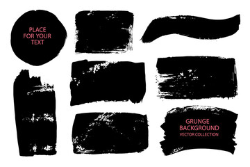 Aufkleber - Brush vector.Stripes of grunge paint.Problematic banner.Black isolated brush collections.Modern textured shapes.Dry border in black.Curved brushstroke with a dry brush, grunge texture disaster.
