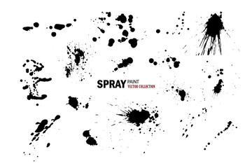 Aufkleber - Set of spray paint, splashes.Art design elements, ink brush strokes.