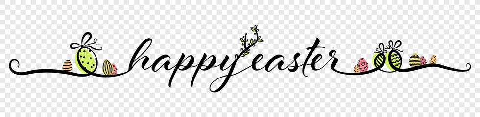 Wall Mural - happy easter calligraphy lettering banner isolated on transparent background vector illustration