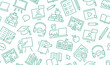 © Phoenix Icons - Online education green color seamless pattern. Vector background included line icons as laptop, backpack, student, study outline pictogram for school, colledge, university trainig. Editable Stroke