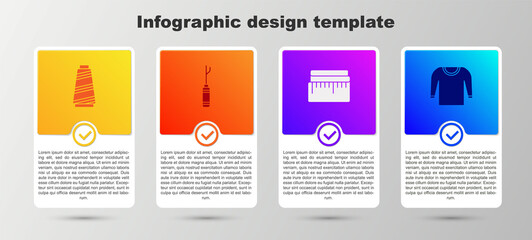 Set Sewing thread, Awl tool, Tape measure and Sweater. Business infographic template. Vector.