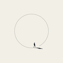 Business Walk In Circle Metaphor Vector Concept. Symbol Of Never Ending Issue, No Solution.