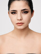 © SHOTPRIME STUDIO - attractive brunette naked shoulders makeup facial closeup