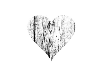 Poster - heart shape with black and white texture isolated on white background