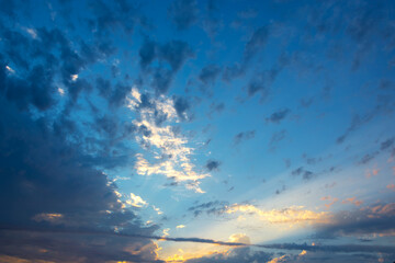 Wall Mural - colorful sky with clouds at sunset, nature background