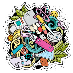 Wall Mural - science cartoon vector doodle design