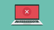 Incorrect or wrong or cross x checkmark concept on laptop computer screen, vector flat illustration