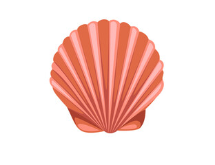 Wall Mural - red seashell simple nautical souvenir vector illustration isolated on white background