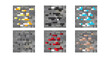 Pixel background. The concept of games background. Samples of materials and soil. Vector illustration
