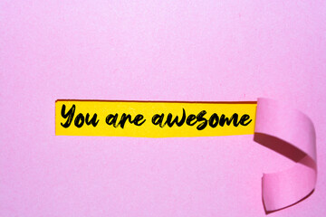 Wall Mural - You are awesome message written under torn paper.