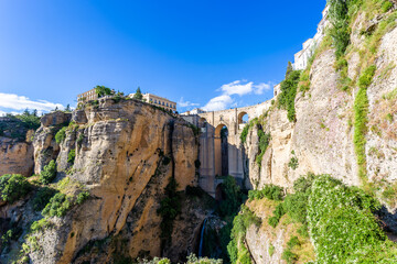 Ronda, Spain at the Puente Nuevo over the Tagus gorge.