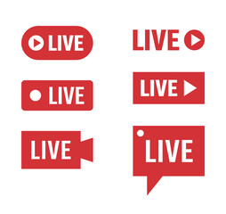 Poster - live streaming icons set, online broadcasting signs