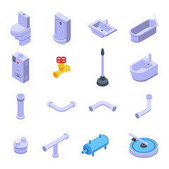 Poster - sewerage icons set. isometric set of sewerage vector icons for web design isolated on white backgrou