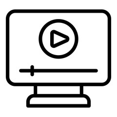 Poster - Monitor video icon. Outline monitor video vector icon for web design isolated on white background