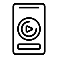 Poster - Phone video icon. Outline phone video vector icon for web design isolated on white background